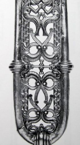Scabbard decoration in casted bronze found in Nydam Mose