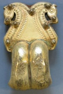 Part of horse-harness made of gilded bronze in Sösdala style