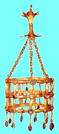 Gold crown with gems from the Guarranzar treasure found near Toledo