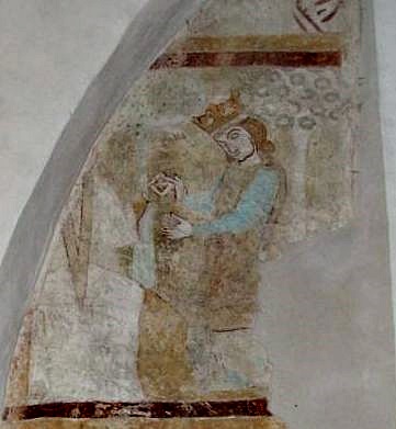 Erik Plovpenning på romansk kalkmaleri i Tømmerup Kirke
