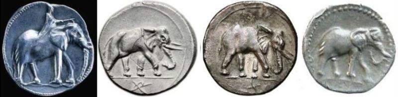 Coins from Carthage with elephant motifs