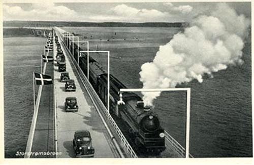 The inauguration of the Storestrom bridge on postcards