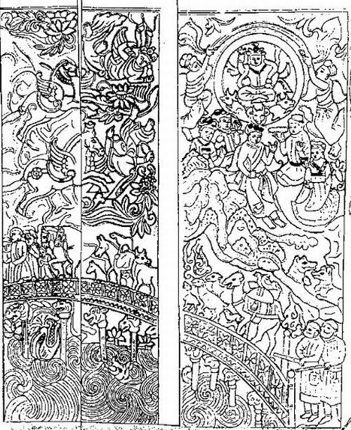 Tegning af stvggen p sogderens Wirkak Sarkofag i Xian