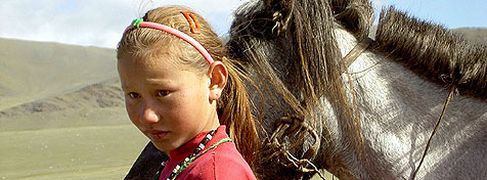 Blonde
little girl from Tuva near Mongolia