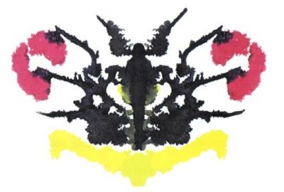 An inkblot of unknown origin - it looks like a Rorschach card