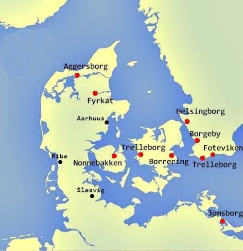 Kort over vikingeborge
