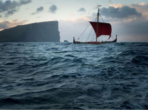 The Dragon ship Harald Fairhair crossing the Atlantic