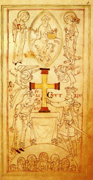 Canute the Great and Queen Emma in the manuscript Encomium Emmae Reginae