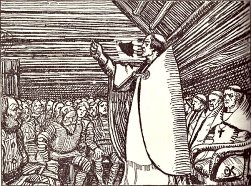 The Danish bishop Sigurd speaks to the peasants