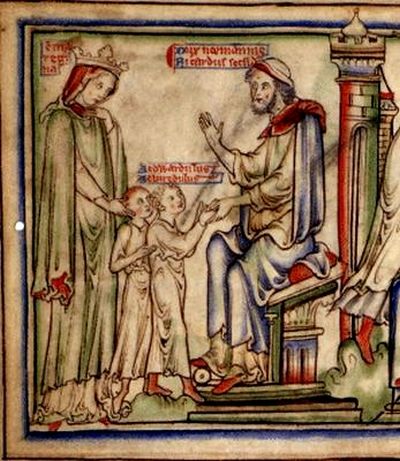 Emma og hendes to sønner med Æthelred modtages af Rikard af Normandiet