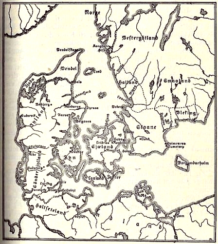 Denmark at Snorre's time from Heimskringla national edition