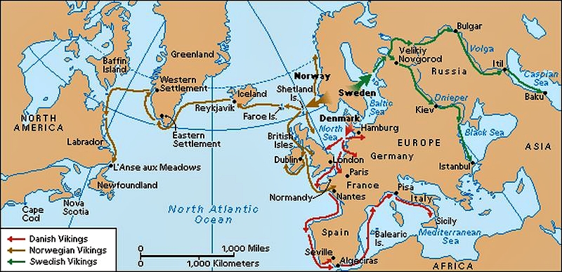 Sailing routes in the Viking Age