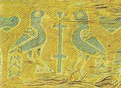 The motif on the pillow in Canute the Holy's shrine