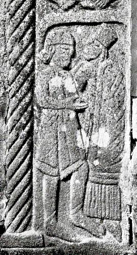 Man and woman on the casing stone in Ørsted Church