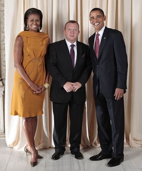 Lars Løkke Rasmussen sammen med præsident Obama og hans hustru