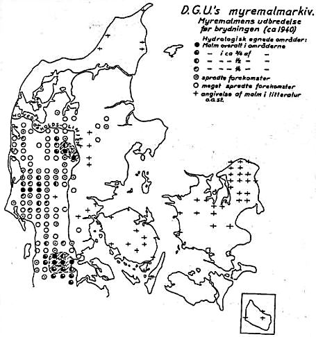 The Occurrence of bog iron ore in Denmark
