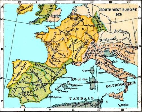 Syd Vest Europa omkring 525 e.Kr.