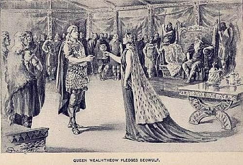 Beowulf modtages af Danernes dronning Wealtheow