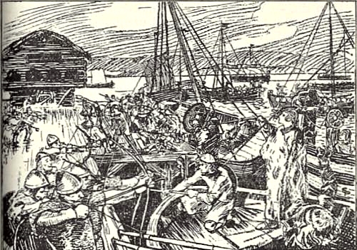 The battle between the merchants and the Slaws in Kongshelle