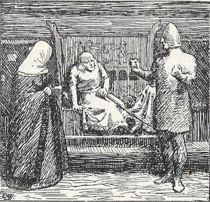 Widowed Queen Ingerid and Gregory talk to King Inge