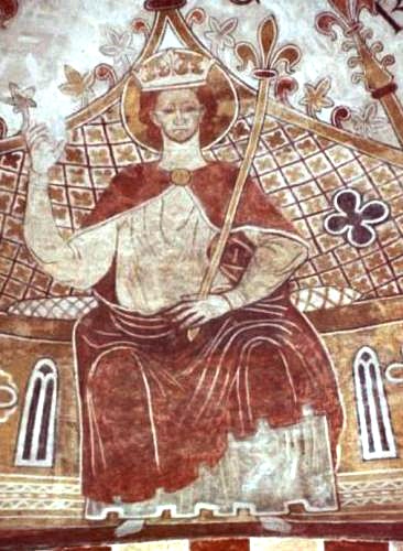 Fresco in St. Bendt's Church in Ringsted from 1275 showing Erik Ploughpenning