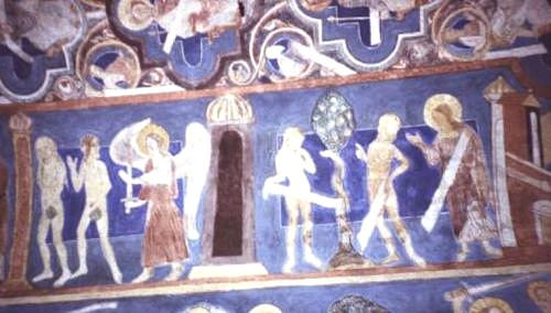 Fresco of the expulsion from Paradise