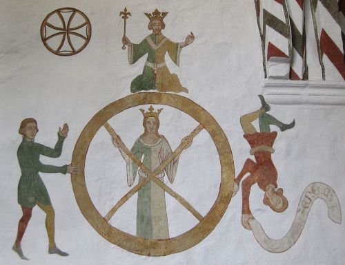 Kalkmaleri med temaet Livets Hjul i Udby Kirke