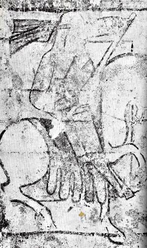Kalkmaleri af en rytter fra 1200 tallet i Tulstrup kirke
