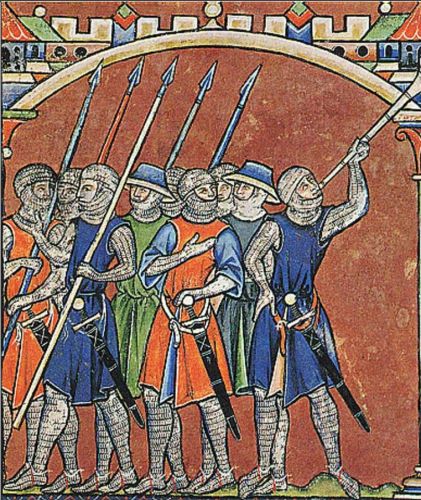 Soldiers in the Maciejowski Bible from 1244-1254