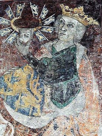 King Birger Magnusson of Sweden. Fresco from about 1320 in Ringsted Church