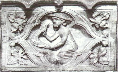 Choir chair relief fra 1300's in Lund Cathedral