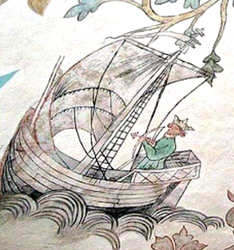 Mural in HÃ¸jby Church St. Olav's sailing race