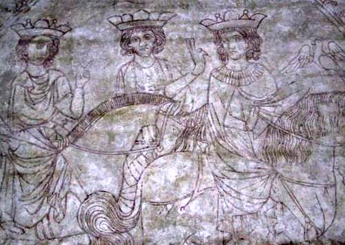Kalkmaleri i Slesvig Domkirke som viser de hellige tre konger