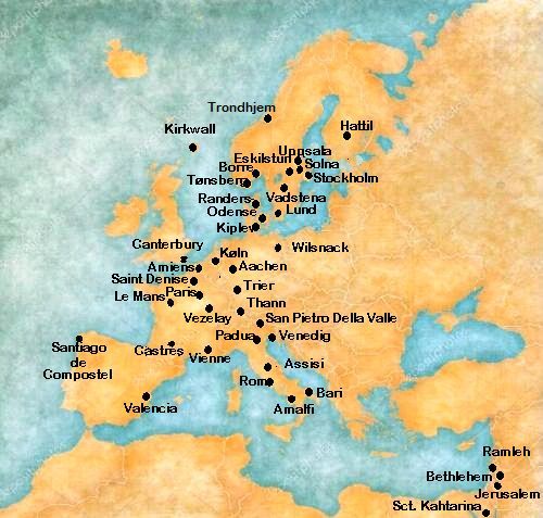 Queen Margrete's pilgrimage destinations