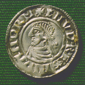 Coin with a portrait of Cnut the Great 