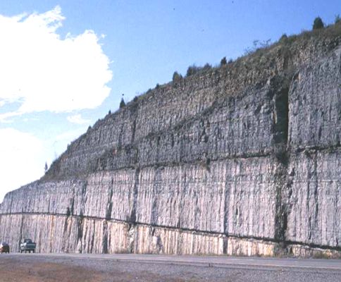 volcanic ash deposits in the Nashville area in central Tennessee