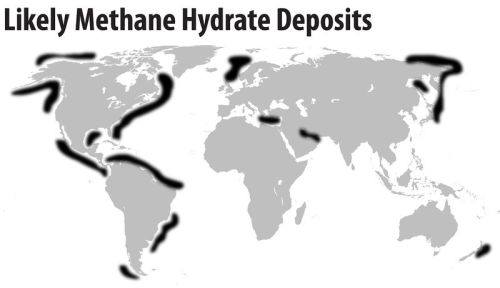 Possible methane hydrate deposits in today's oceans