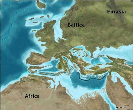Reconstruction of 
Europe in Miocene