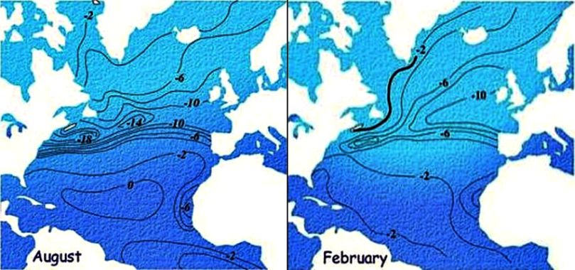 Seawater temperatures 
in late Pleistocene