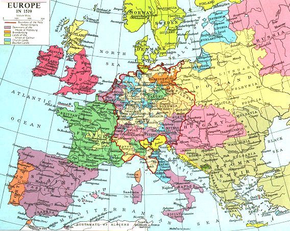 Kort over Europa i 1519