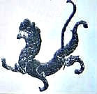 Potent lion on decoration in an excavated house from Han Dynasty