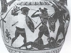 The Peloponnesian War on Greek vase