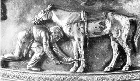 En sarmater og hans hest, fra grav  ved Pazyryk 400 BC