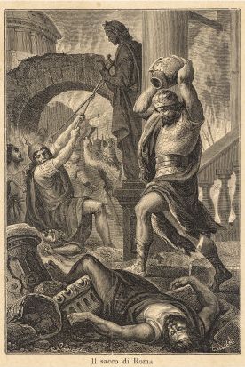 Kong Alaric og hans Visigoter plyndrer Rom - 410 e.Kr.