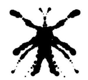An inkblot, resembling a creature from outer space
