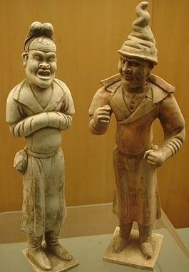 Two small statues depicting foreigners - Tang Dynasty - Gansu Provincial Museum