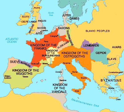 The Germanic kingdoms in the Migration Period in Europe
