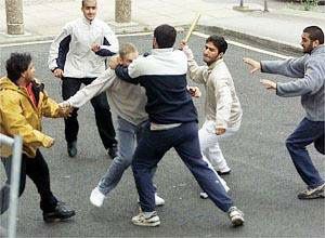 Muslims attacking an ethnic Englishman