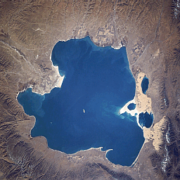 The salty lake Koko Nor seen from space