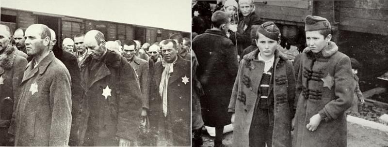 Jødiske mænd ankommer til Ausswitch måske i 1943-44